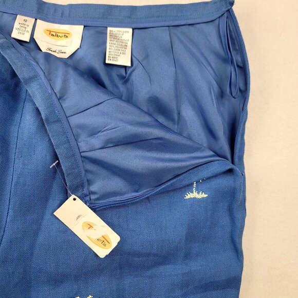 Vintage Talbots Womens Palm Tree Embroidered Blue Irish Linen Pants Size 10 - Picture 6 of 9